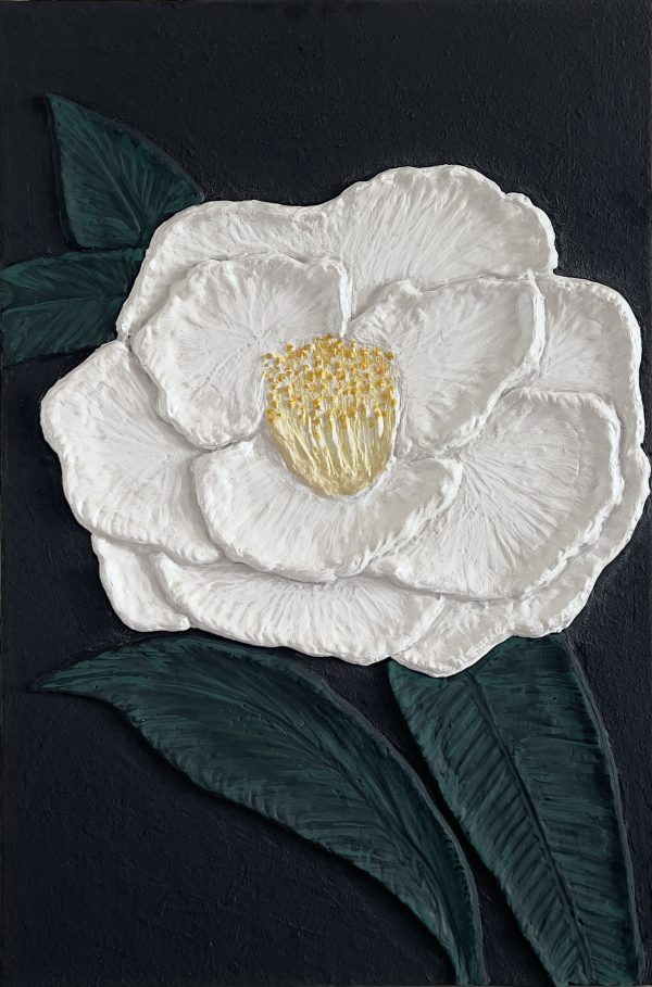 Camellia - acrylics mixed media canvas